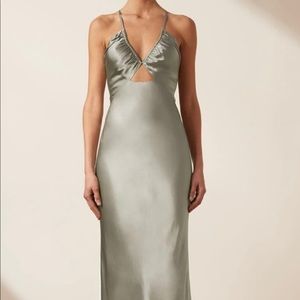 SHONA JOY LA LUNE RUCHED BODICE MIDI DRESS - SAGE- SIZE 2 NWT